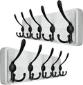 WEBI Coat Rack Wall Mount,Wood Coat Hooks Wall Mounted Coat Hanger,16" Hole to Hole,Wall Hook Rack Rail,5 Triple Hooks for Hanging Coats,Clothes,Jacket,Hats,Entryway,Black/White,2 Packs
