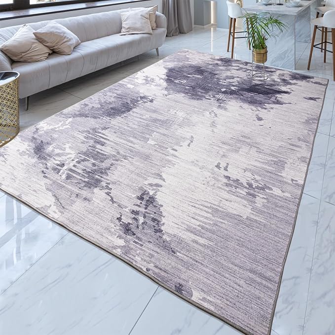 Living Room Rug 6x9 Light Grey Area Rug Machine Washable Boho Carpet Non Slip - Image 4