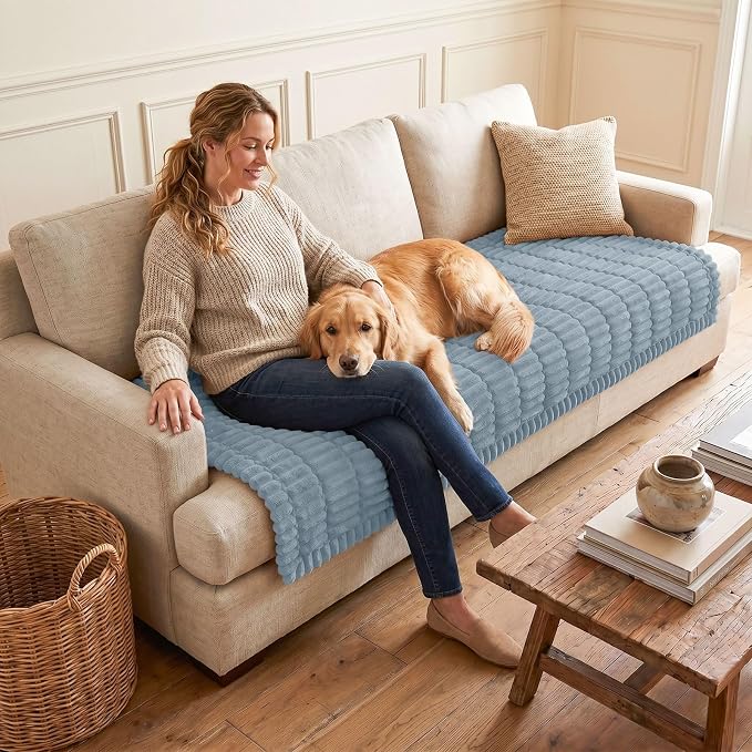 Couch Cover for Dogs, Washable Non Slip Plush Flannel Sofa Protector | Thick - Image 2