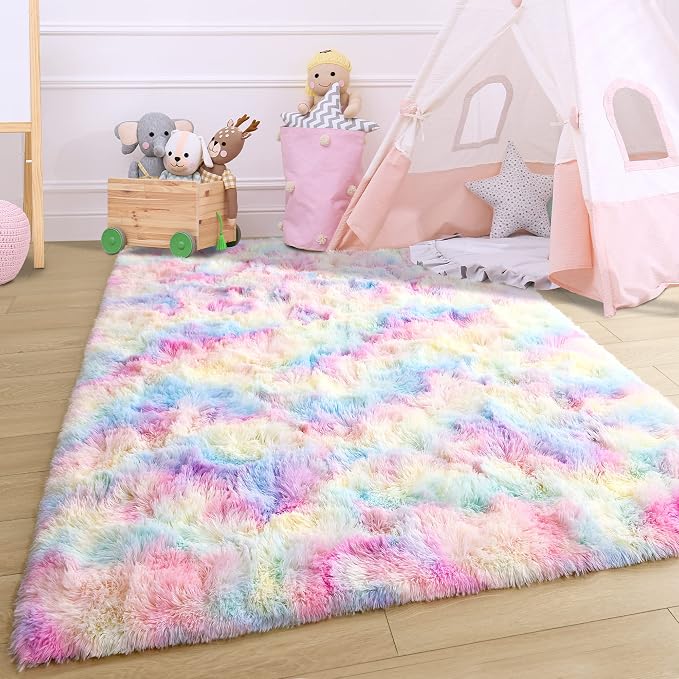 6x9 Large Rainbow Fluffy Soft Area Rug Non-Slip - Image 8