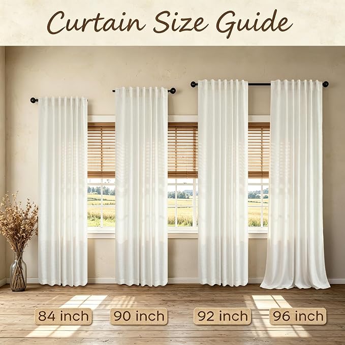 Natural Linen Back Tab Curtains 84 Inch Length - Image 8