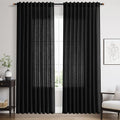 Linen Curtains 84 inches Long for Living Room Privacy Sheer Black Simple Modern by Nanspring