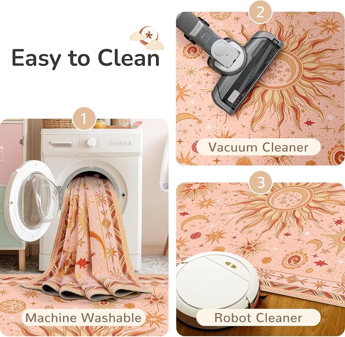 Vacuum-Friendly, Round 6ft Washable Area Rug - Image 5