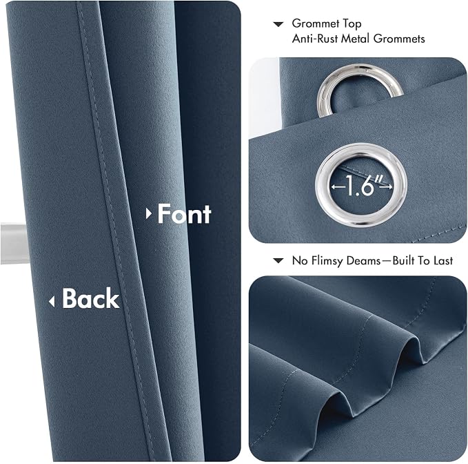MIULEE Blackout Curtains for Bedroom 2 Panels 29 x 40 Inch Long Stone Blue | - Image 4