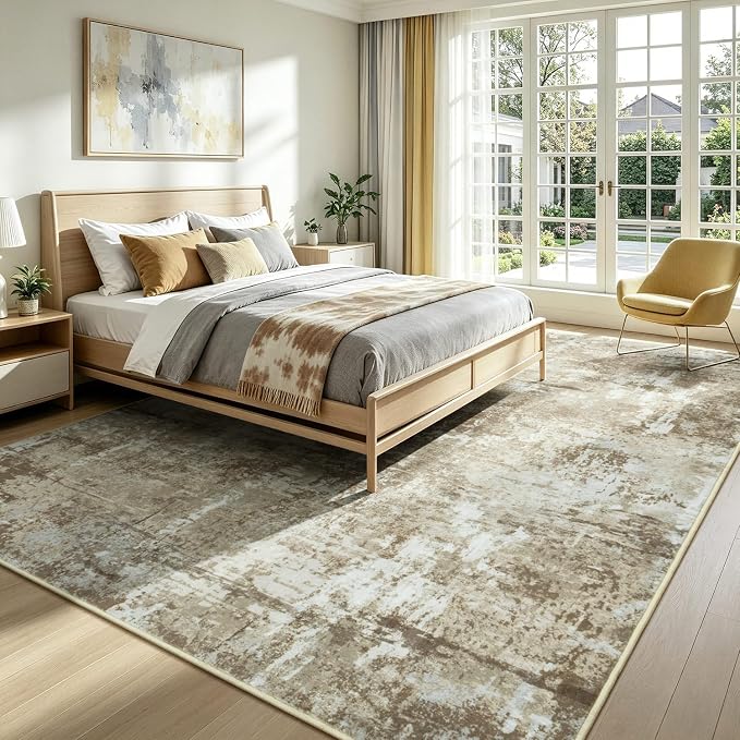 Rugflix 5x7 Area Rugs for Living Room, Washable Brown Large Rug | Machine - Image 2