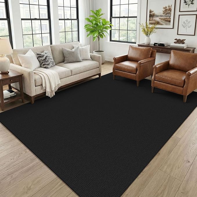 KOZYFLY Black 6x9 Dining Room Rugs, Washable Area Rug by KOZYFLY