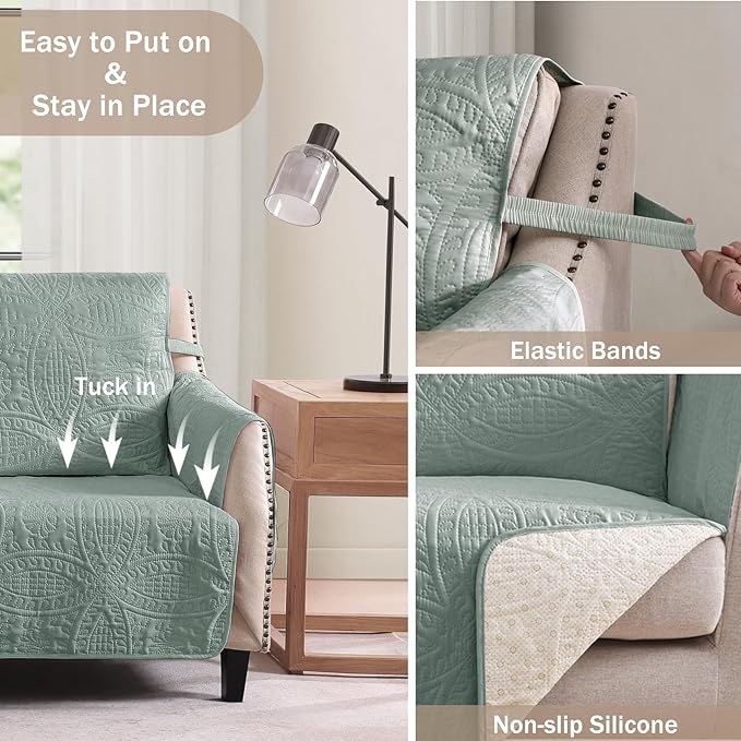 Quilted Recliner Covers, Water-Repellent Recliner Slipcovers, Recliner Covers - Image 3