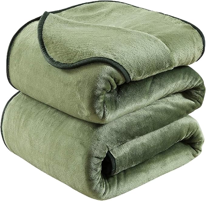 HOZY Soft Blanket Twin Size Fleece Warm Fuzzy Throw Blankets for The Bed Sofa Lightweight 350GSM Green 66"*90"