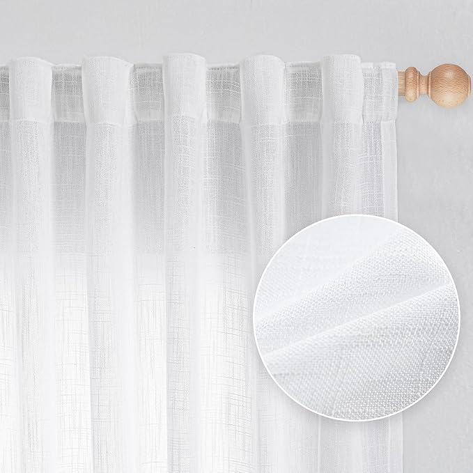 MYSKY HOME Short Curtains for Bedroom Small Windows, Light Filtering Sheer by MYSKYHOME