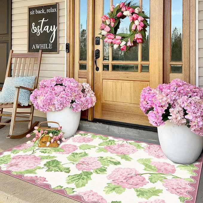 3x5 Pink Entryway Rug, Washable Indoor Outdoor Mats - Image 4