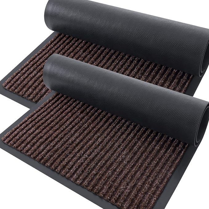 OLANLY 2-Pack Front Door Mats 35x23, Waterproof Heavy-Duty Doormats | Tan by OLANLY