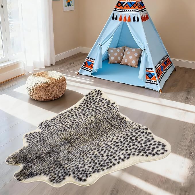 Leopard Print Rug, Faux Cowhide Cheetah Skin Rug Animal Printed Area Rug Carpet - Image 8