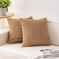 Aegero Pack of 2 Corduroy Decorative Throw Pillow Covers 18x18 Inch, Coffee | by Unknown