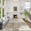 9x12 Area Rugs for Living Room: Washable Abstract Brown White Carpet | Non-slip by GENTDRIZZ
