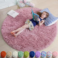 Amdrebio Mauve Pink Round Fluffy Rug 4Ft by Amdrebio
