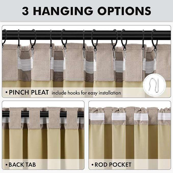 MIULEE 100% Blackout Linen Burlap Curtains - Image 5