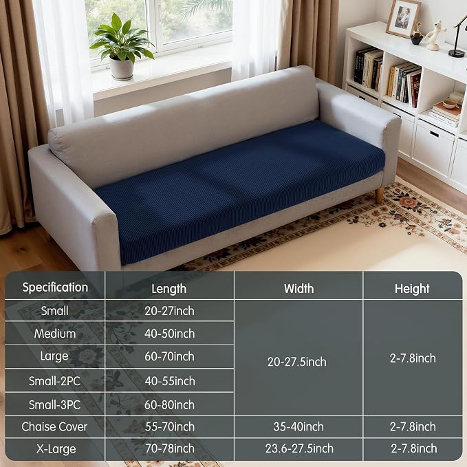 Hokway Stretch Couch Cushion Covers, Stretch Sofa Cushion Covers, Washable - Image 2
