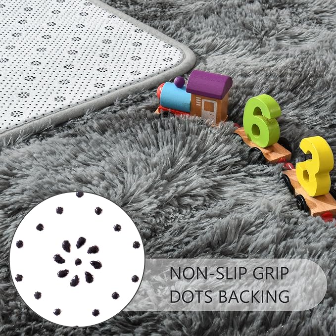 4x6 Grey Fluffy Soft Area Rug Non-Slip - Image 5
