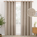 YoungsTex Oatmeal Burlap Linen Curtains 80 Inch Length 2 Panels Set | Light by YoungsTex