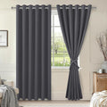Grommet Blackout Curtains for Bedroom, 70 x 84 Inches, Dark Grey | Thermal by Hiasan