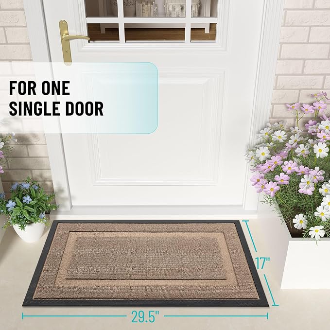OLANLY Front Door Mat Outside 29.5x17, All-Season Heavy-Duty Rubber Doormat | - Image 2