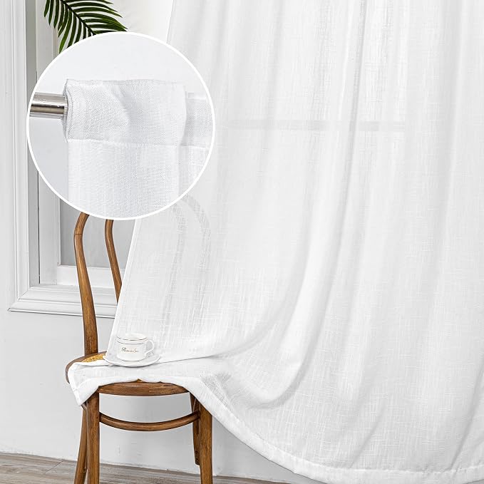 MYSKY HOME Short Curtains for Bedroom Small Windows, Light Filtering Sheer - Image 9