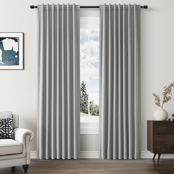 100% Blackout Linen Curtains 80 Inch Length 2 Panels Set by Guken
