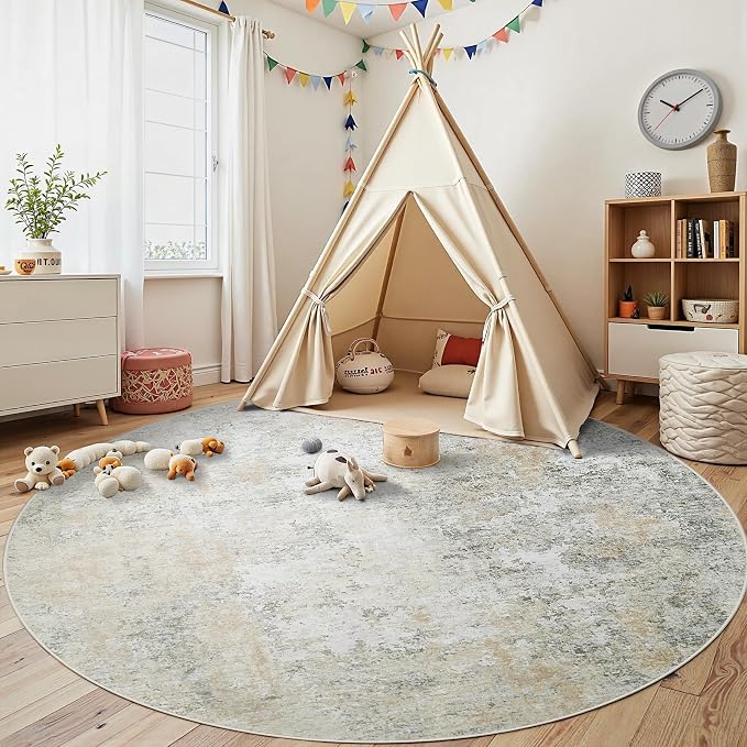 Aelenmu Round Rug 8ft Washable Rug - Image 4