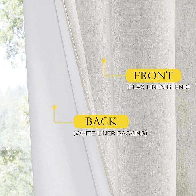 NICETOWN 100% Blackout Linen Curtains - Image 7