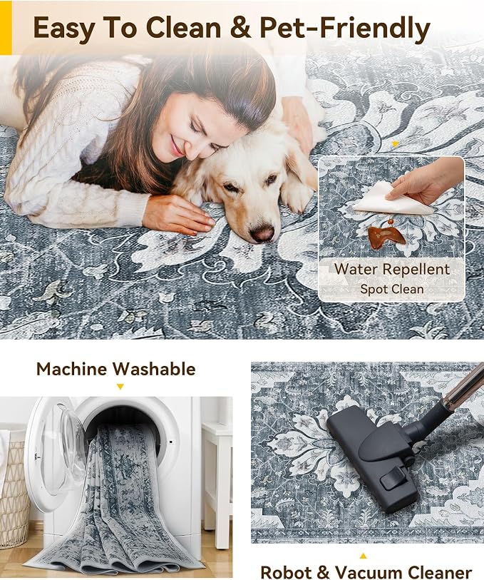 RELEANY Washable Area Rug, Runner 2'x10', Water Repellent, Pet Friendly - Image 6