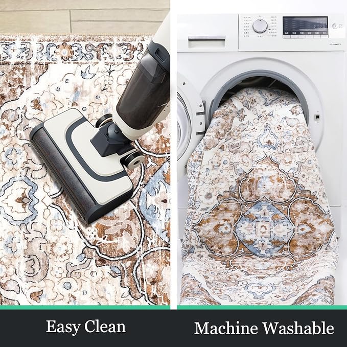 HEBE Hallway Runner Rug 2'x6', Washable Non Slip Kitchen Rug Runner | Soft Boho - Image 5