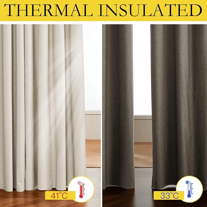 NICETOWN 100% Blackout Linen Curtains - Image 5