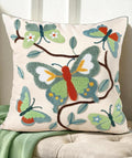 Embroidered Throw Pillow Cover 18x18 Inch, Branch Butterfly | Decorative Pillow by Kokaaee