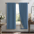 Denim Blue Living Room Darkening Curtains 72 Inches Long 2 Panels Set Faux by Pitalk