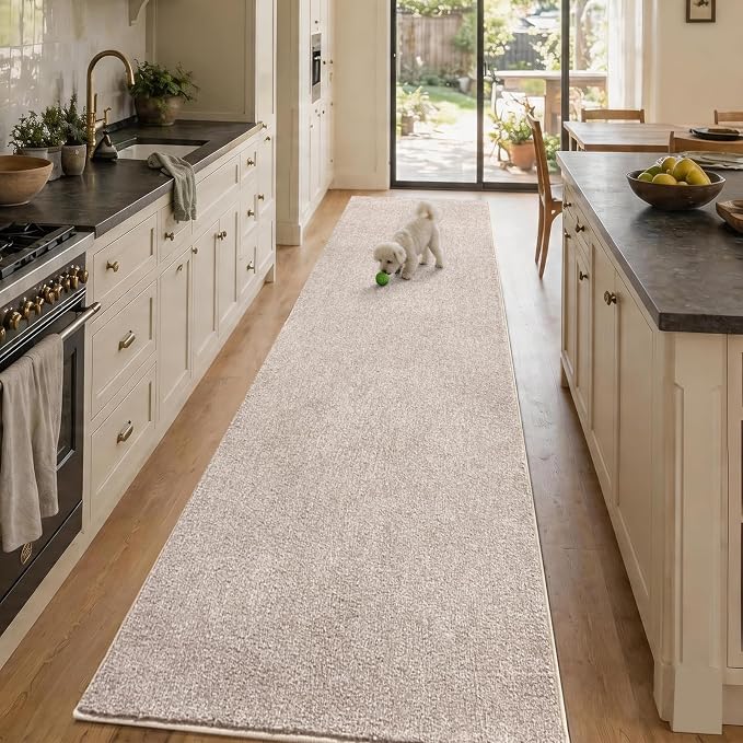 2x10 Oatmeal/White Runner Rug Washable Non-Slip - Image 3