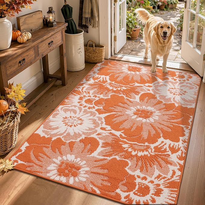 Findosom Fall Washable Runner Rug 2x3, Non Slip High-Low Textured Floral Small - Image 8