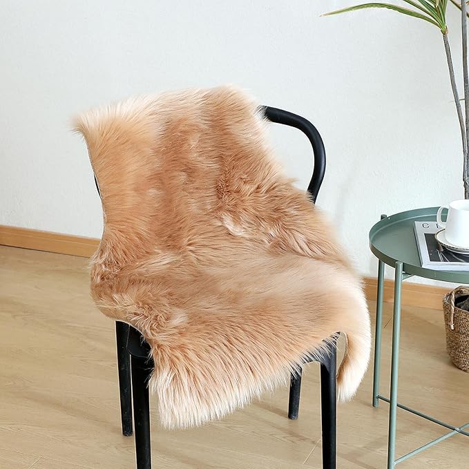 linmopm Faux Fur Sheepskin Rug, 2x3 ft | Shag Fluffy Fuzzy, High-Density Cushion - Image 3