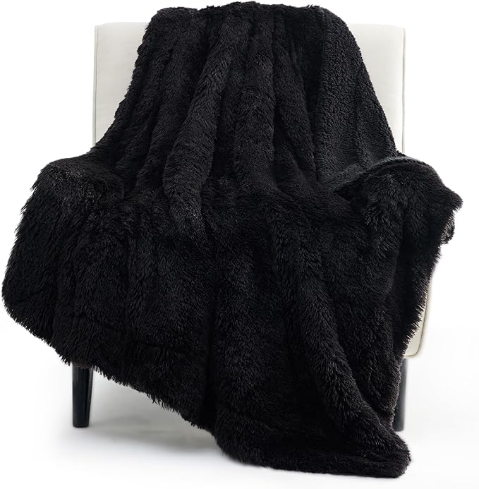 Bedsure GentleSoft Fluffy Black Throw Blanket Gifts by Unknown