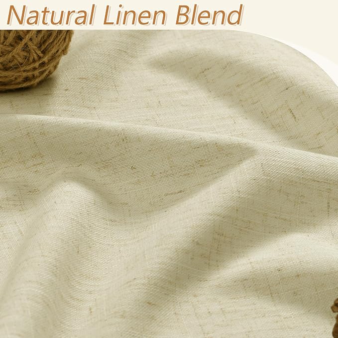 100% Blackout Linen Curtains for Bedroom 84 inches Long, Thermal Insulated Room - Image 3