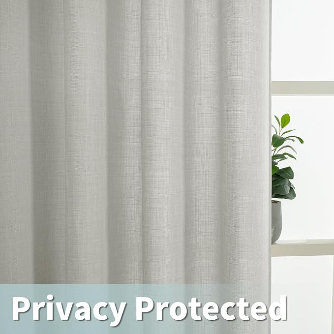 Light Grey Linen Curtains 84 Inch Long - Image 4