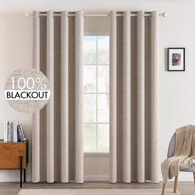 MIULEE 100% Blackout Linen Curtains by MIULEE