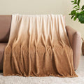 NEWCOSPLAY Super Soft Twin Blanket Ombre Brown Premium Silky Flannel Fleece Leaves Pattern Lightweight Bed Blanket All Season Use (Ombre Brown, Twin(60"x80"))