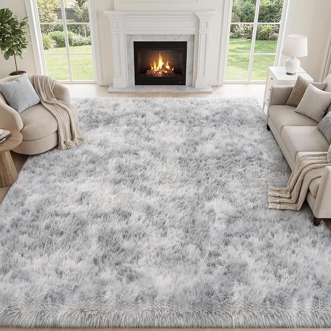 PLHXFR 8x10 Area Rugs Living Room: Fluffy Bedroom Shag Rug Light Grey | Upgrade - Image 2