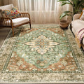 RELEANY Washable Area Rug, Brick/Brown/Green | Non-Slip, Water Repellent by RELEANY