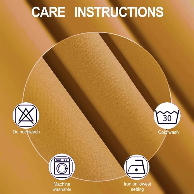 Blackout Curtains 42 x 63 inch/Mustard YellowCurtains Set of 2 Panels/Thermal - Image 4
