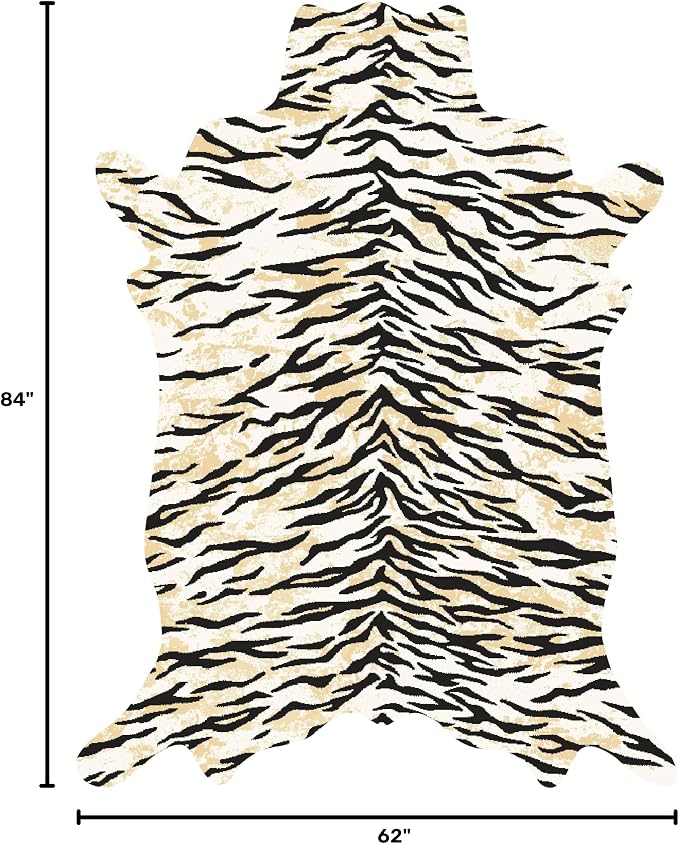 Tiger Print Rug, Animal Rug 5.2x7 Faux Animal Print Tiger Area Rug - Image 2