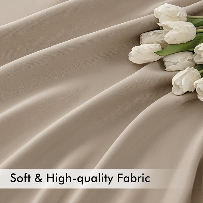 MIULEE Taupe Back Tab Blackout Curtains 52x72 Inches Long 2 Panels Set | Rod - Image 6