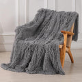 Tuddrom Decorative Extra Soft Faux Fur Throw Blanket 70" x 78",Solid Fuzzy Reversible Fluffy Cozy Plush Mink Fleece Comfy Microfiber Blanket for Couch Sofa Bed, Grey
