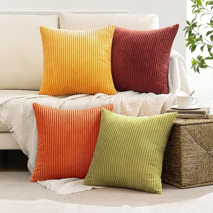 MIULEE Fall Decorative Throw Pillow Covers Yellow Orange Rust 18x18 | Set of 4 - Image 8