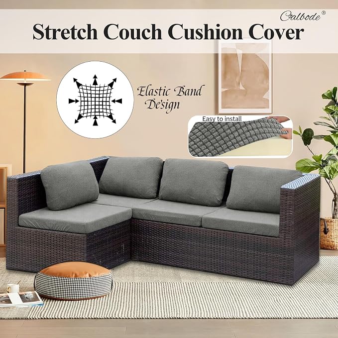 CALBODE 12Pcs Outdoor Stretch Cushion Covers, Waterproof Outdoor Chair Cushion - Image 7